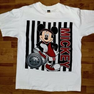 🔥Vintage 90s Disney Mickey Mouse White Graphic Tshirt | Mickey Unlimited Tag XL